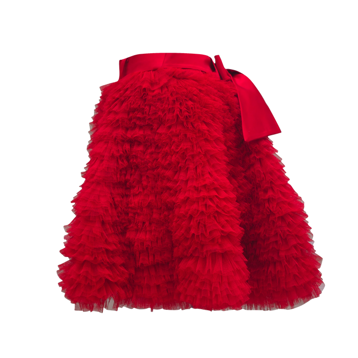 English Tulle mini red skirt (7425285619735)