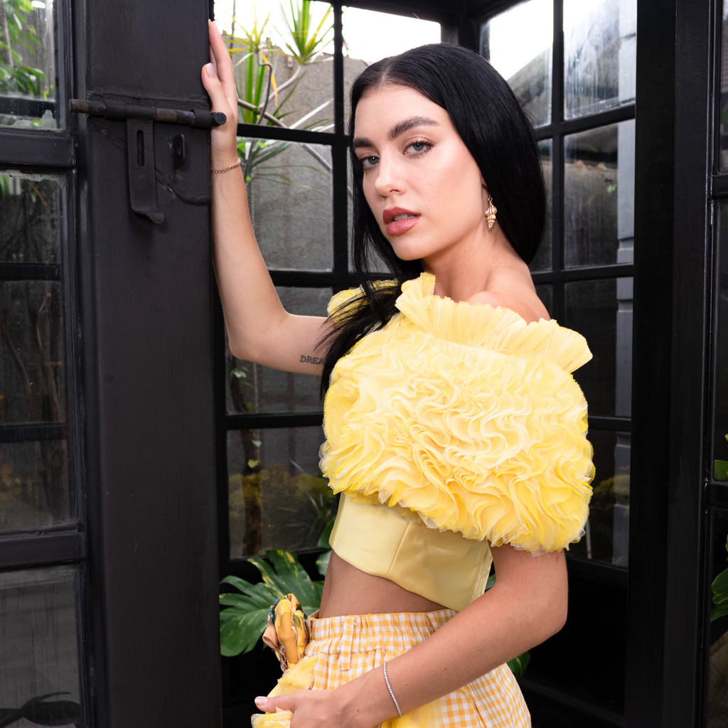 Sunflower Royal tulle off the shoulder top