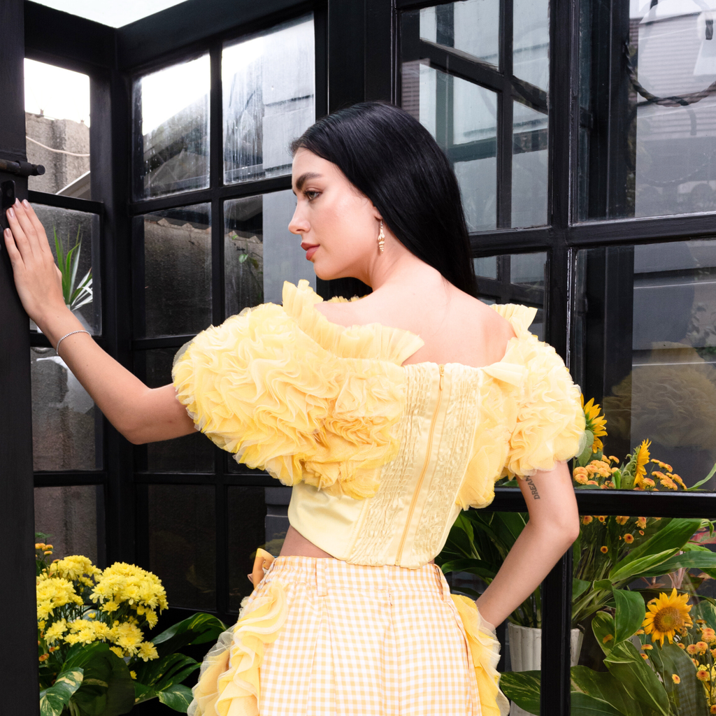 Sunflower Royal tulle off the shoulder top