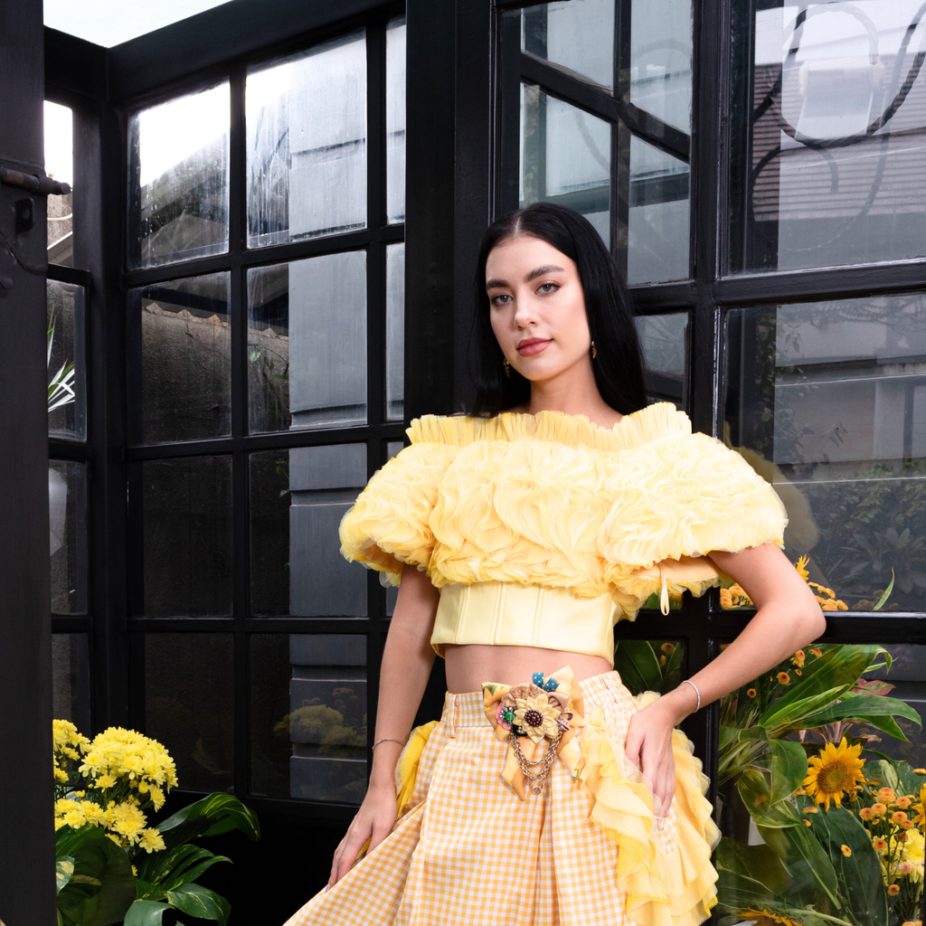 Sunflower Royal tulle off the shoulder top