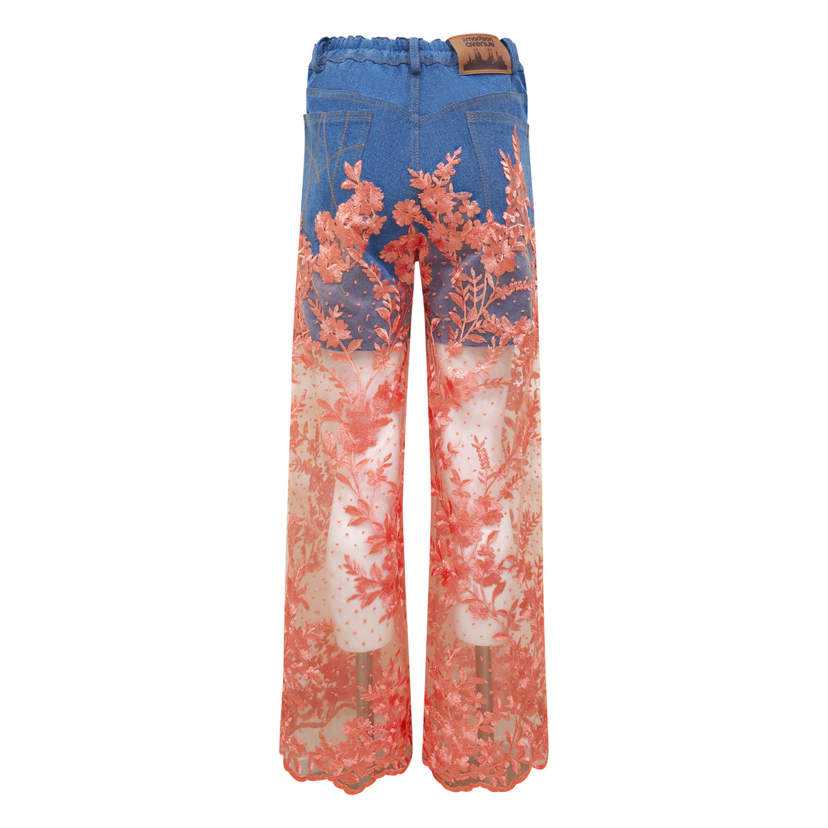 Signature denim fancy cullote pant with salmon lace #3 - 2MADISONAVENUE.COM
