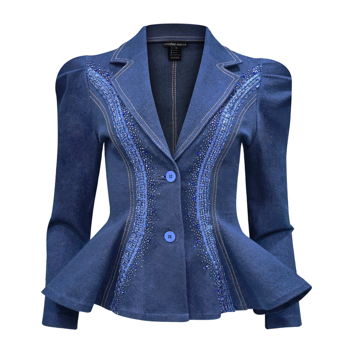 Signature Denim samantha blazer with sequin - 2MADISONAVENUE.COM