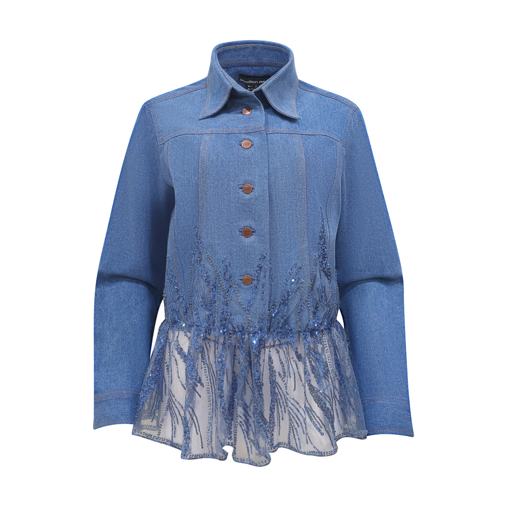 Signature Denim fancy jacket with blue lace