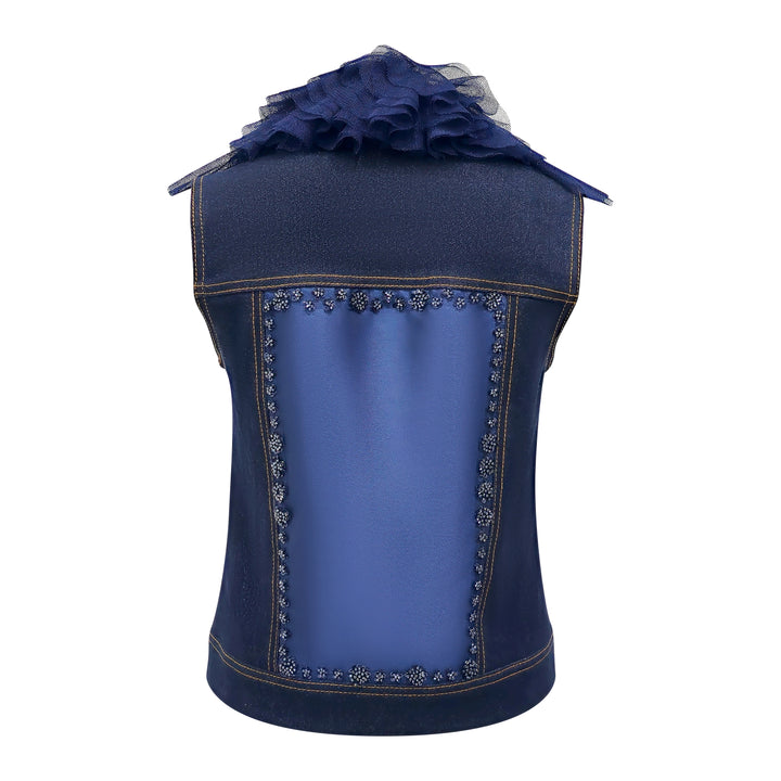 Signature Denim fancy vest with tulle - 2MADISONAVENUE.COM