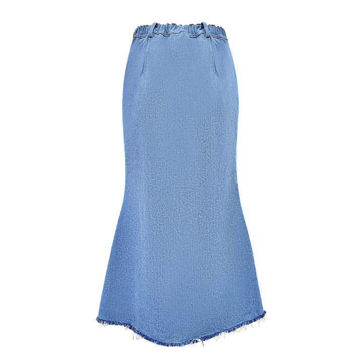 Signature denim light blue kahlo skirt with chambray (7778864627735)