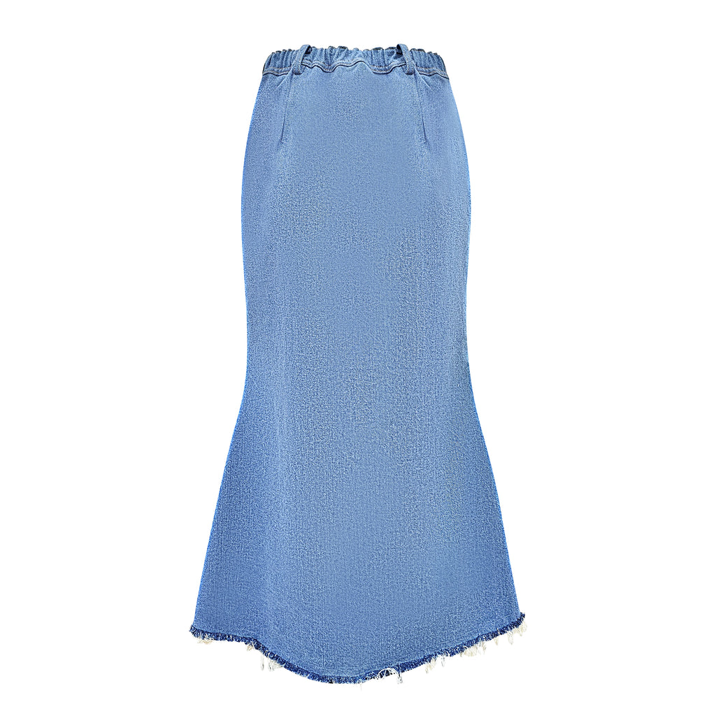 Signature denim light blue kahlo skirt with chambray (7778864627735)