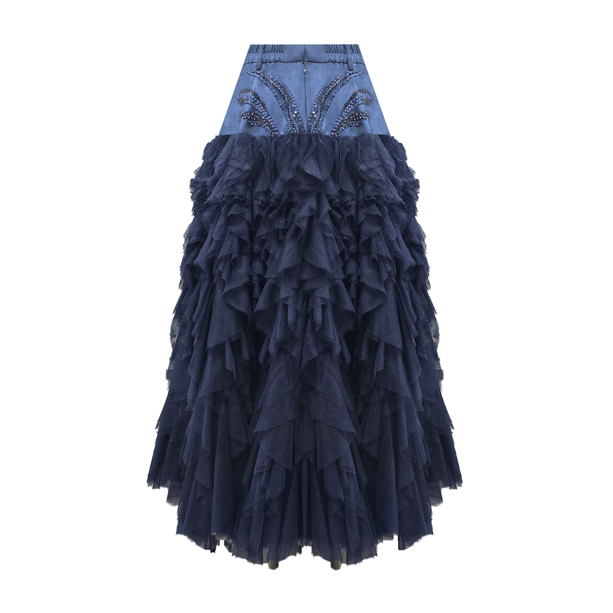 It's Time Met Gala Tulle Navy Skirt with sequin - 2MADISONAVENUE.COM