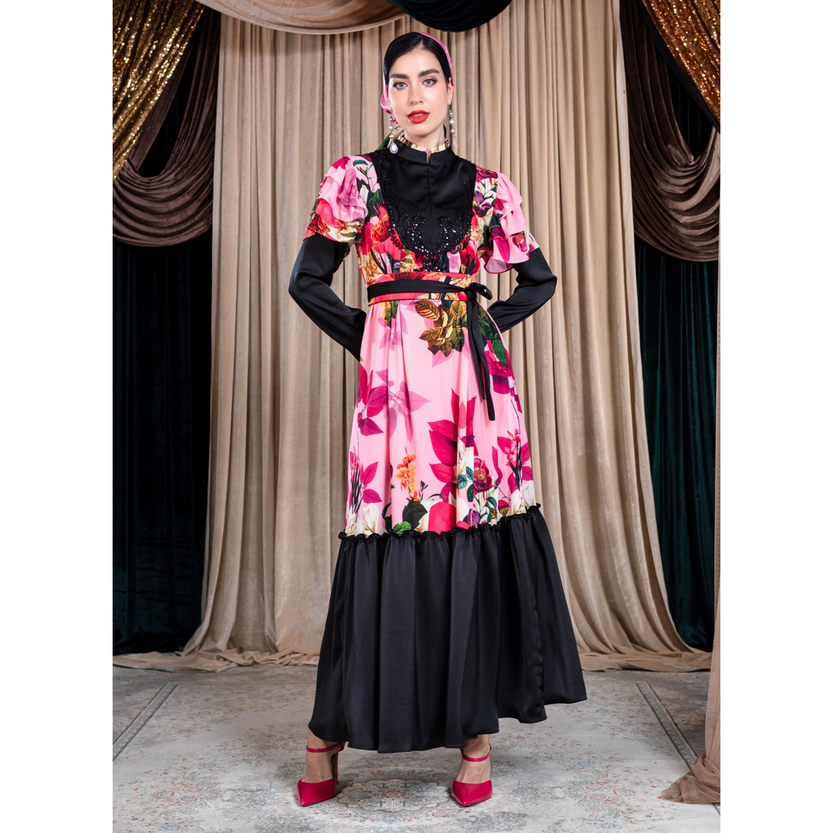 POF Pink hasna long dress - 2MADISONAVENUE.COM