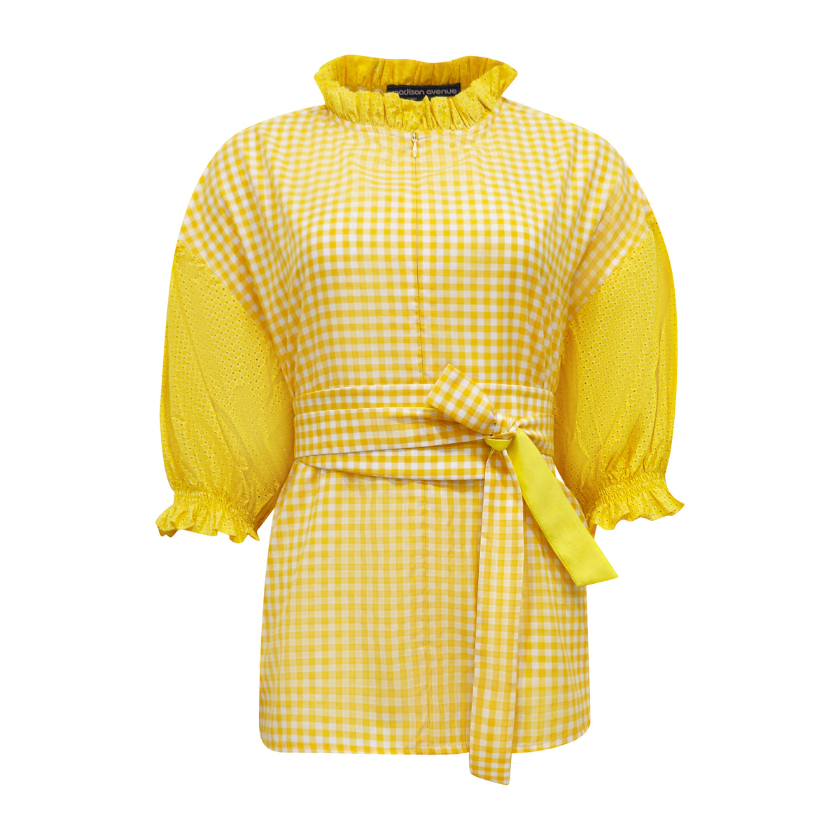 Sunflower Relax Top In Gingham Yellow - 2MADISONAVENUE.COM