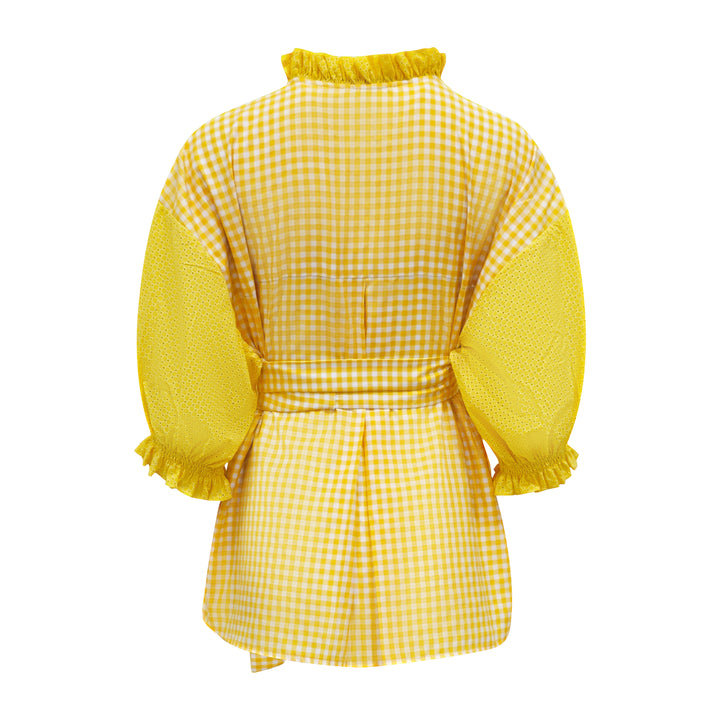 Sunflower Relax Top In Gingham Yellow - 2MADISONAVENUE.COM
