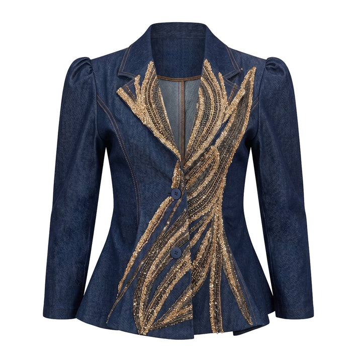 Signature Denim Samantha blazer top with attachment Sequins - 2MADISONAVENUE.COM