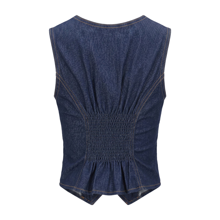 Signature Denim Vest with attachment Sequins #1 - 2MADISONAVENUE.COM