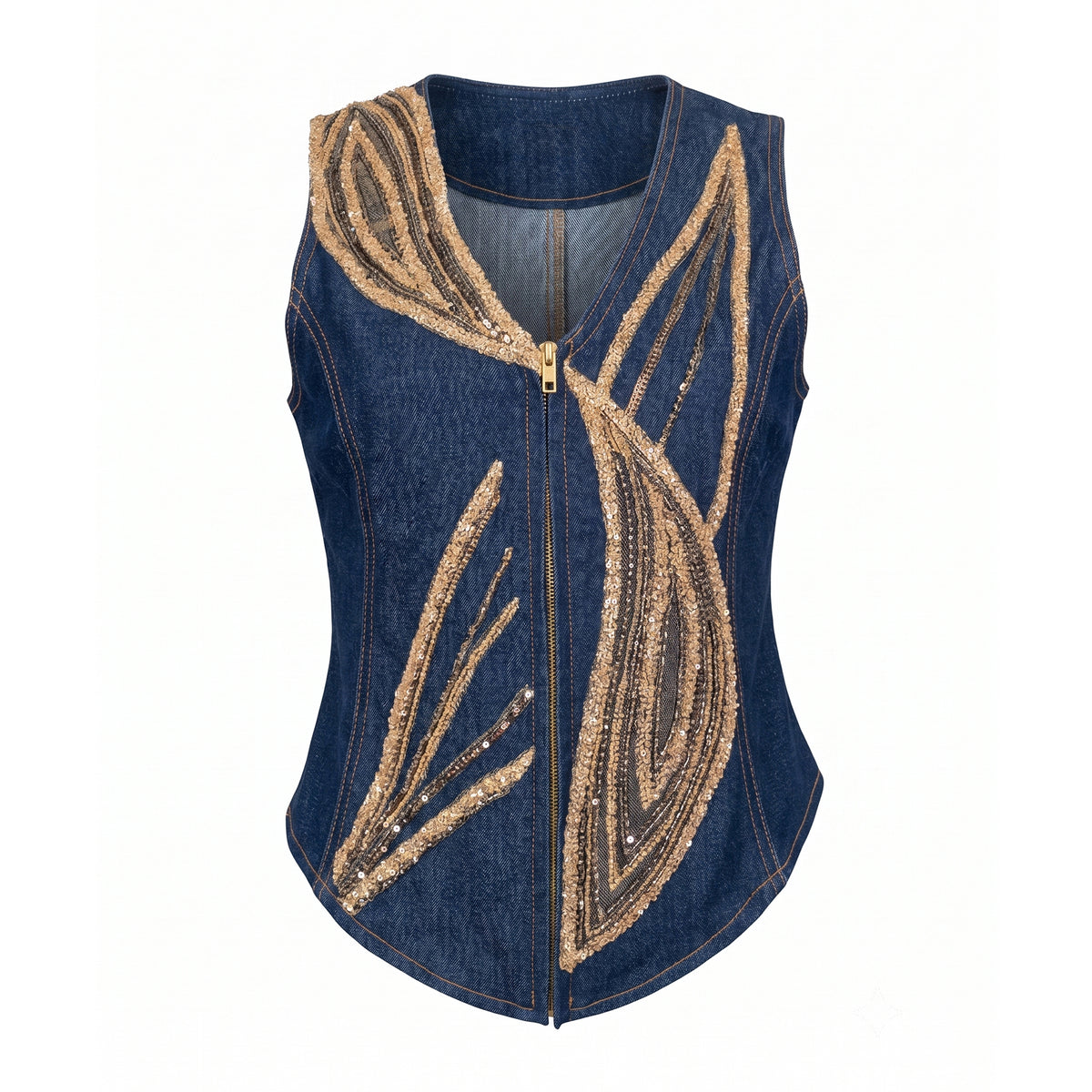Signature Denim Vest with attachment Sequins #2 - 2MADISONAVENUE.COM