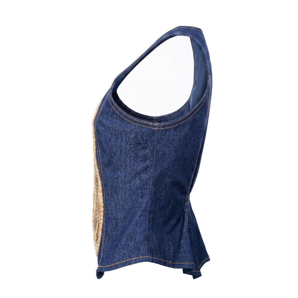 Signature Denim Vest with attachment Sequins #2 - 2MADISONAVENUE.COM