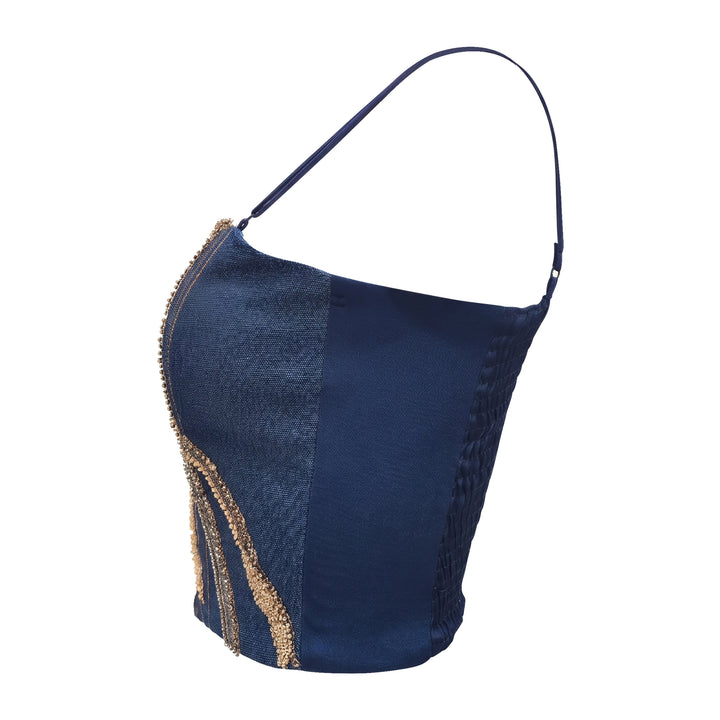 Signature Denim bustier with attachment Sequins - 2MADISONAVENUE.COM