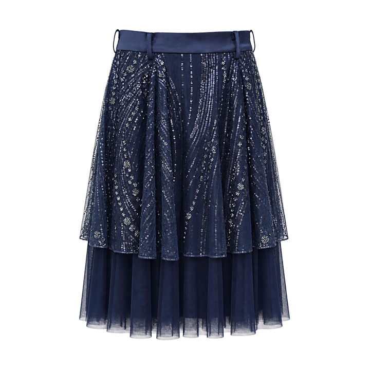 Signature Navy queen lace skirt - 2MADISONAVENUE.COM