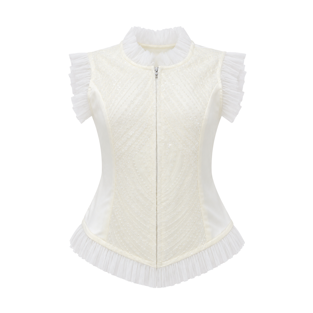 Signature White diana Top with lace - 2MADISONAVENUE.COM