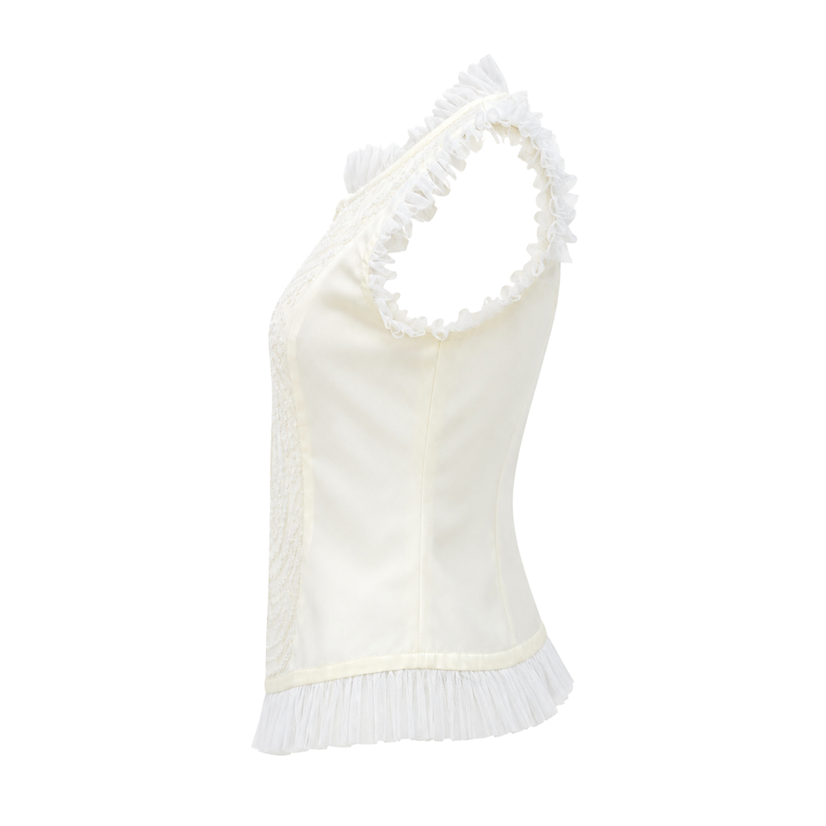 Signature White diana Top with lace - 2MADISONAVENUE.COM
