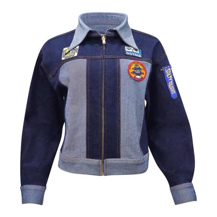 Signature Denim barrel jacket with chambray - 2MADISONAVENUE.COM