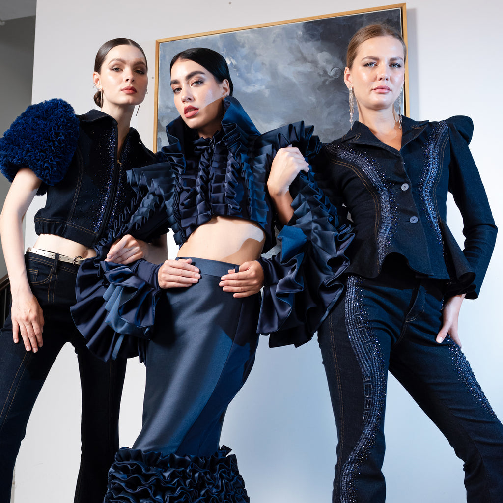 Signature Denim samantha blazer with sequince (7665978507287)