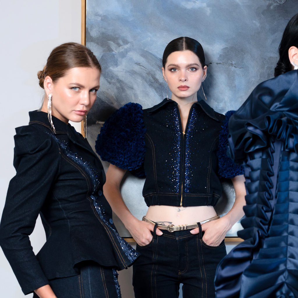 Signature Denim samantha blazer with sequince (7665978507287)