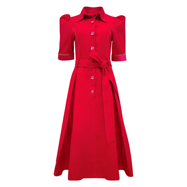 Signature Red gangsta dress with lace - 2MADISONAVENUE.COM
