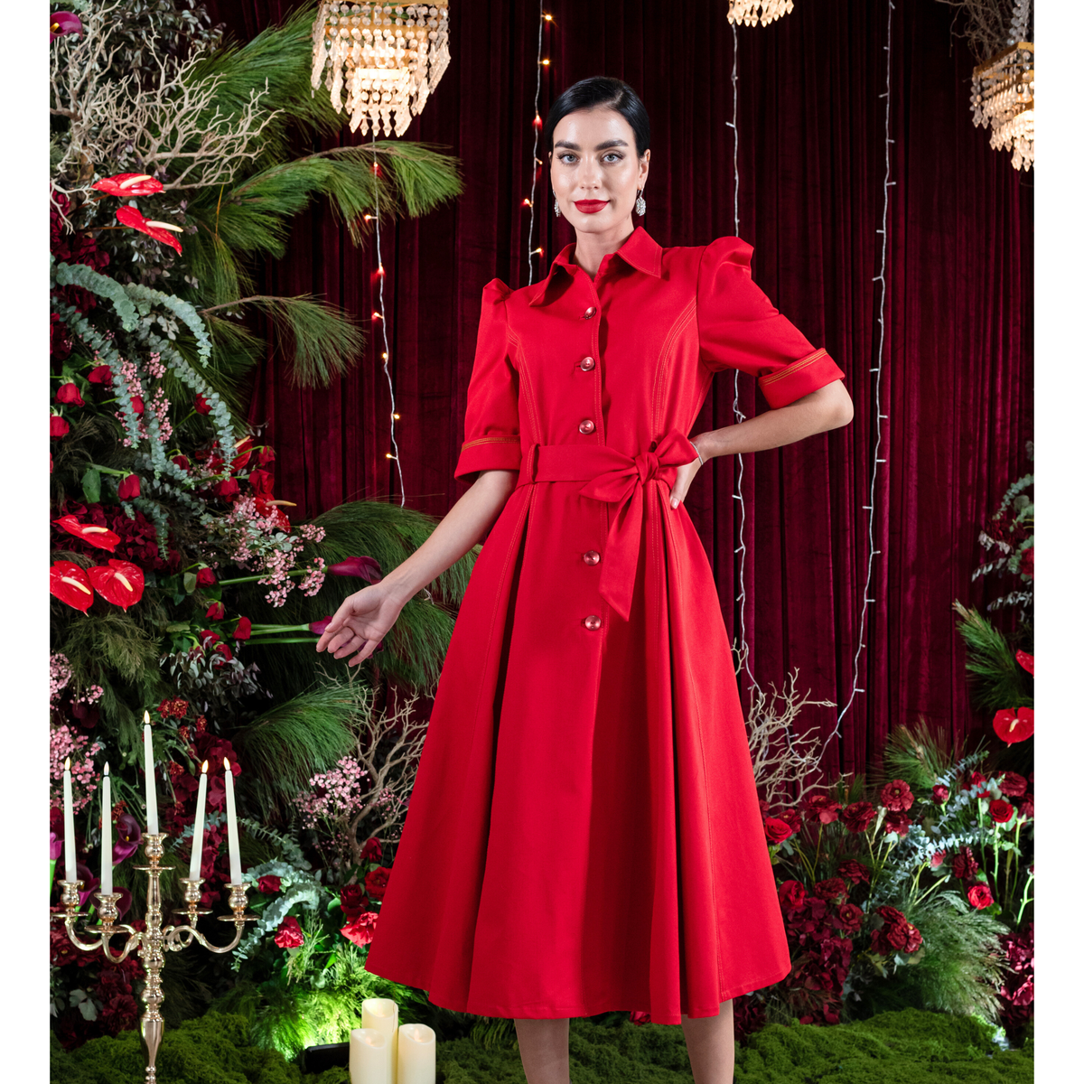 Signature denim red gangsta dress - 2MADISONAVENUE.COM