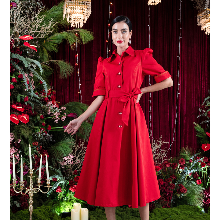Signature denim red gangsta dress - 2MADISONAVENUE.COM