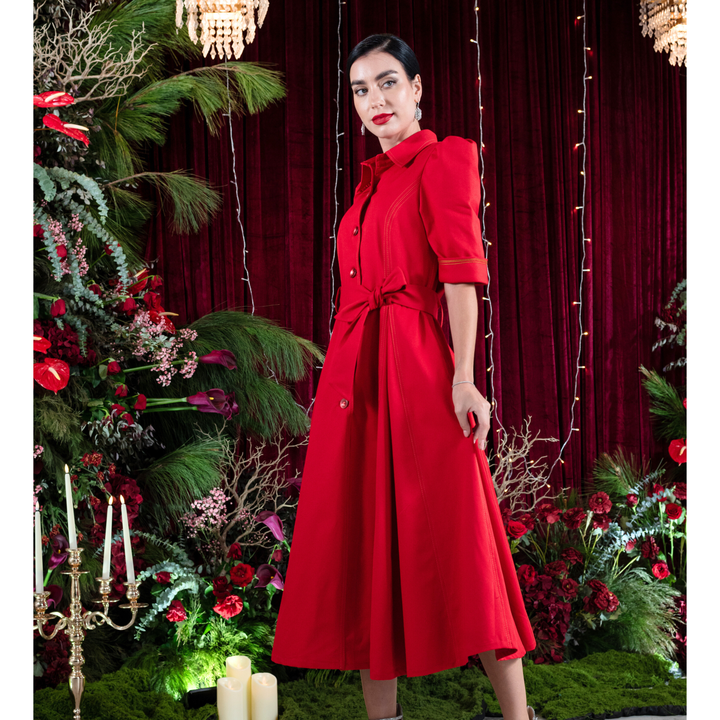 Signature denim red gangsta dress - 2MADISONAVENUE.COM