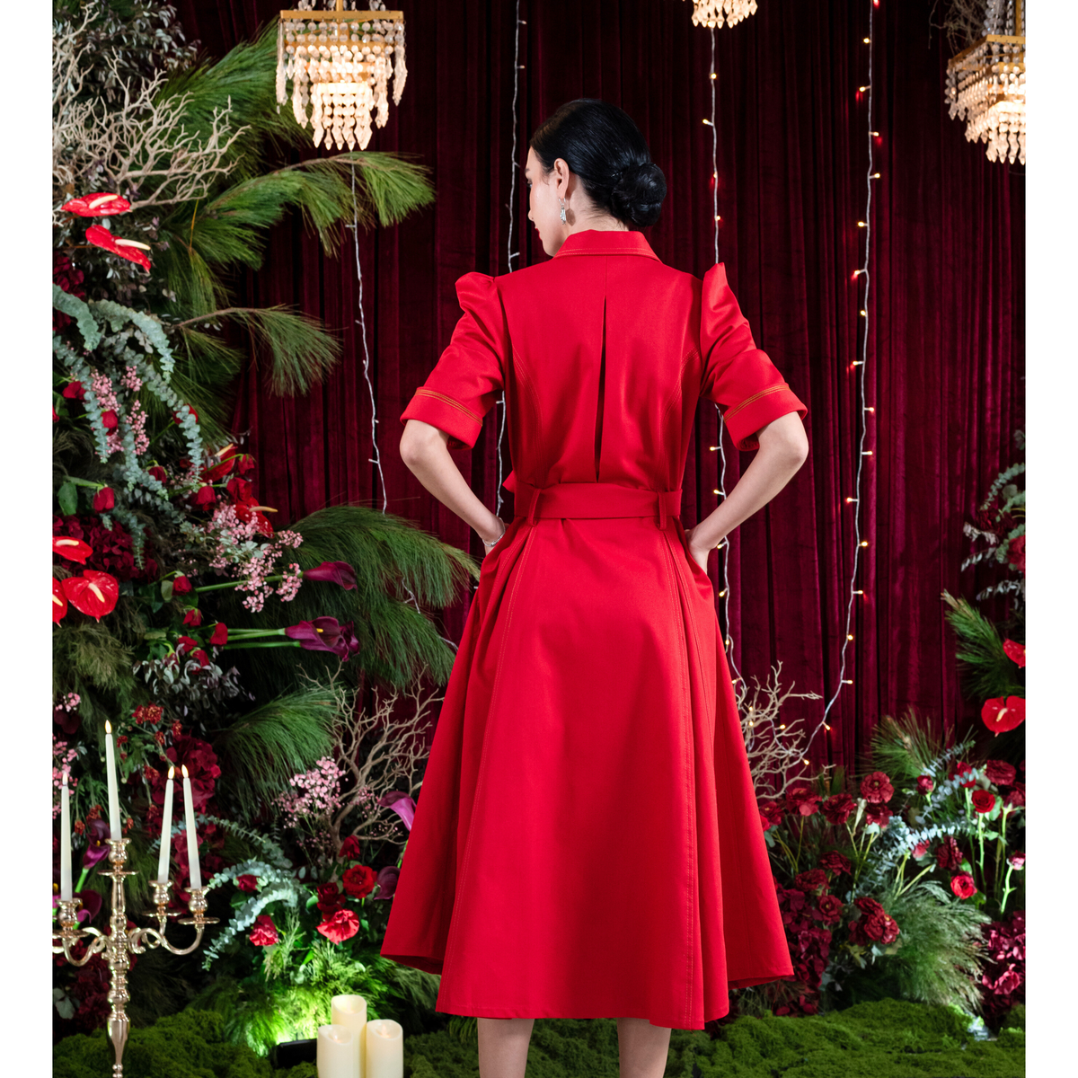 Signature denim red gangsta dress - 2MADISONAVENUE.COM