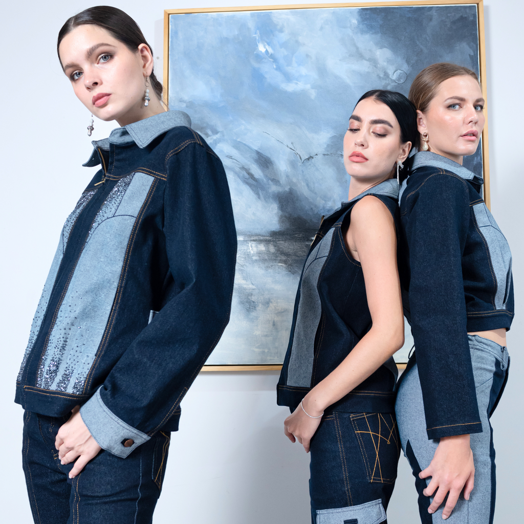 Signature denim vest with chambray (7555650650135)