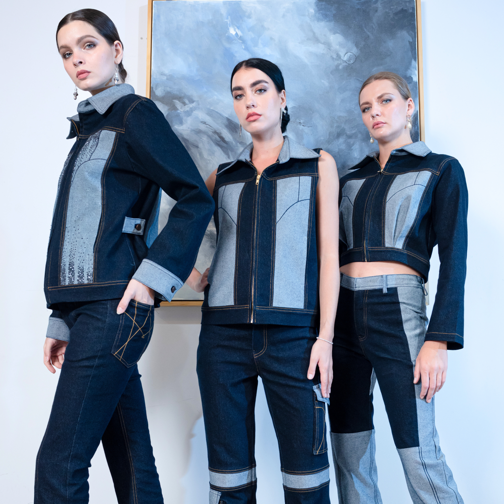 Signature denim vest with chambray (7555650650135)