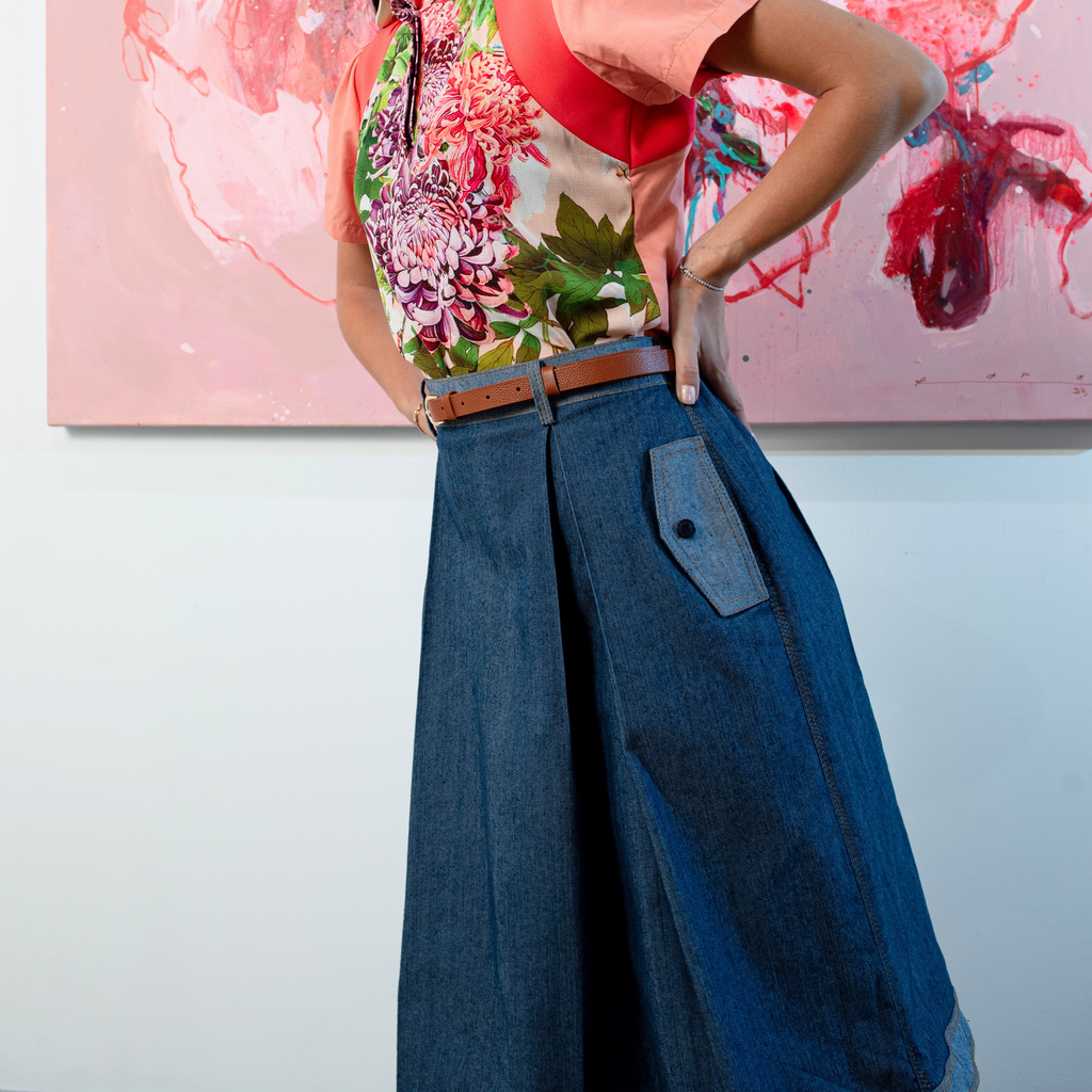 Signature light denim fancy medium ball skirt