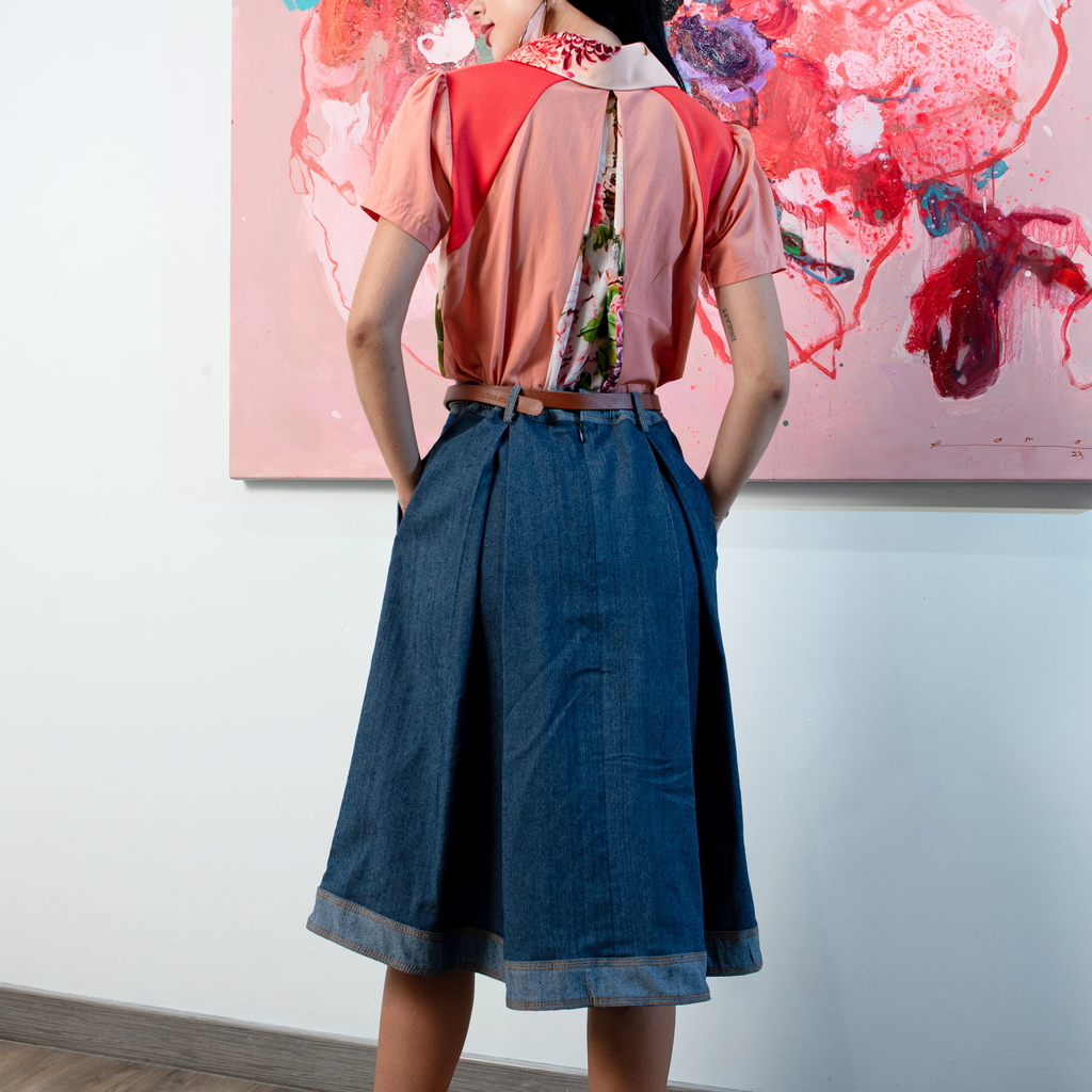 Signature light denim fancy medium ball skirt