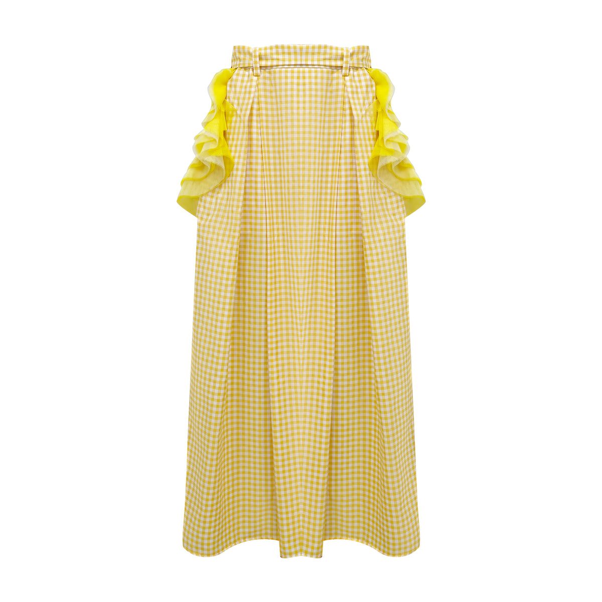 Sunflower Gingham yellow kahlo fancy long ball skirt - 2MADISONAVENUE.COM