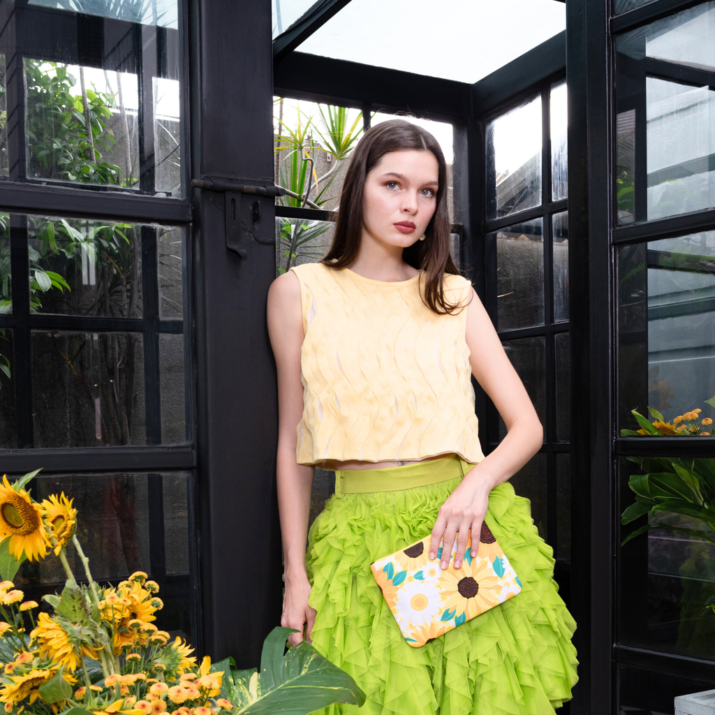 English tulle curly green skirt