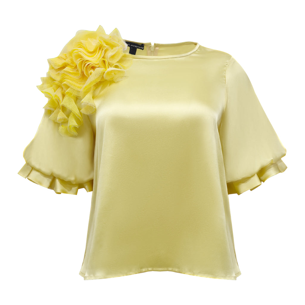 Sunflower sateen top with 3D Applique