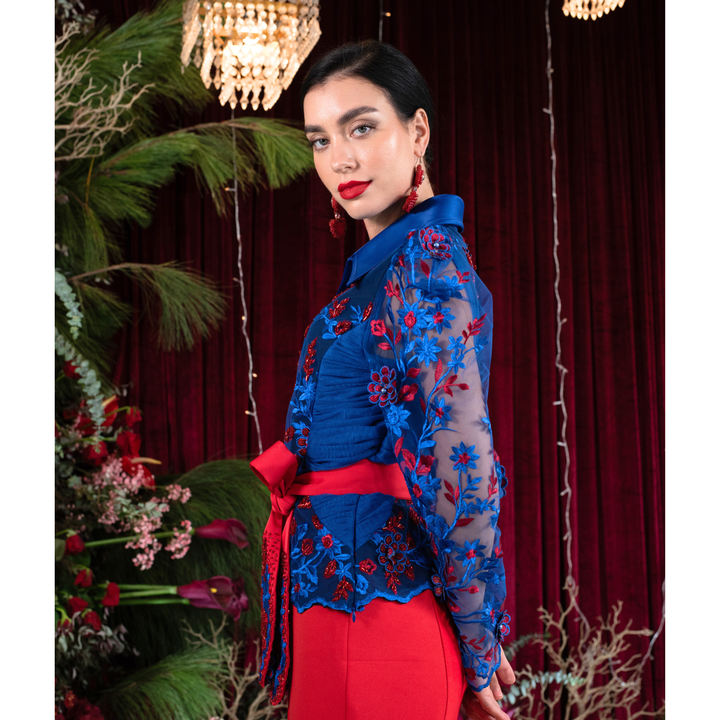 The Canvas miranda lace blue top - 2MADISONAVENUE.COM