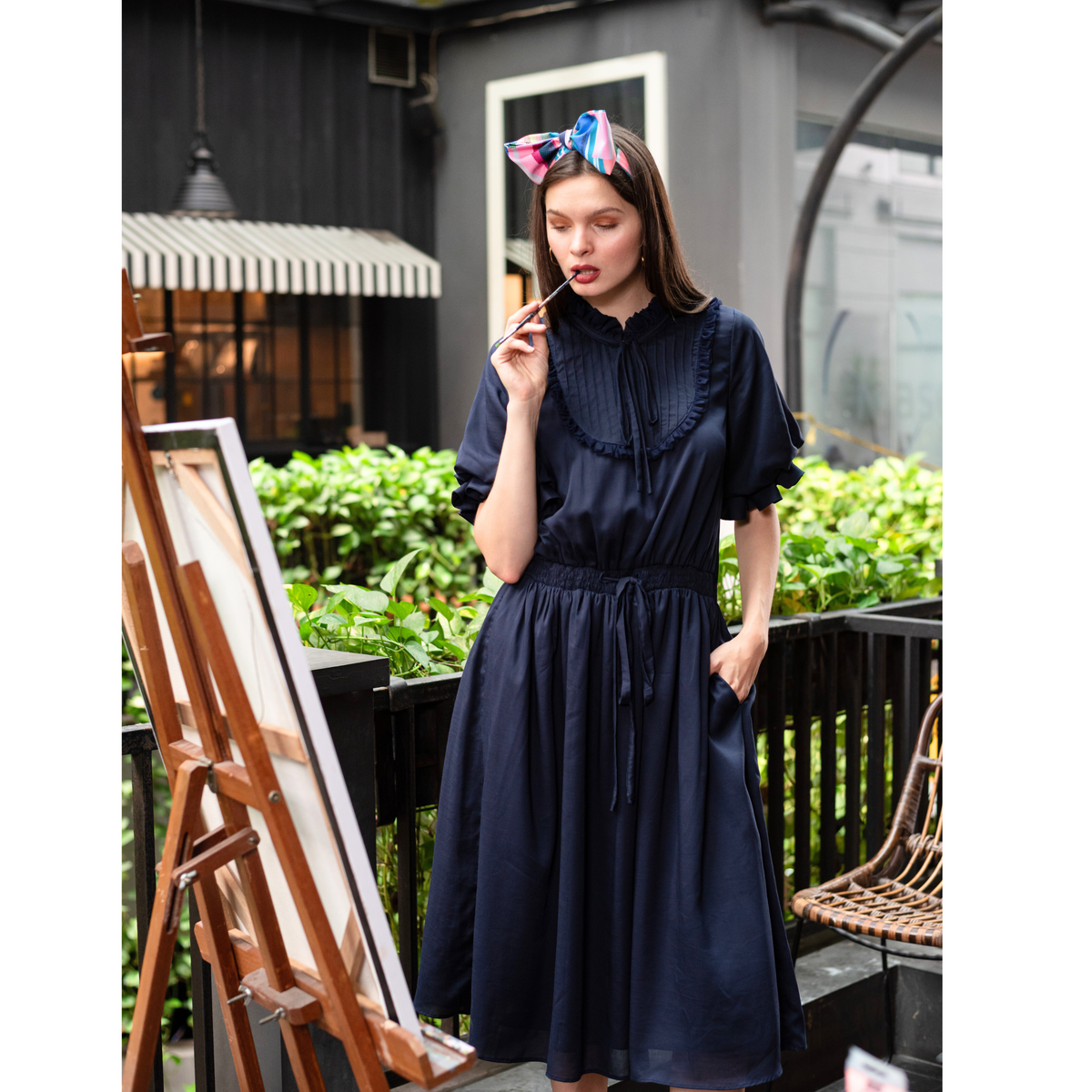 Signature Navy Blue romantic dress - 2MADISONAVENUE.COM