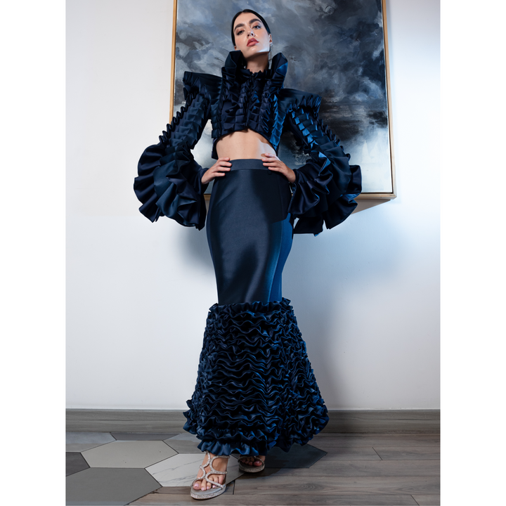 Timeless Pieces destiny ruffle navy jacket (7728429760535)