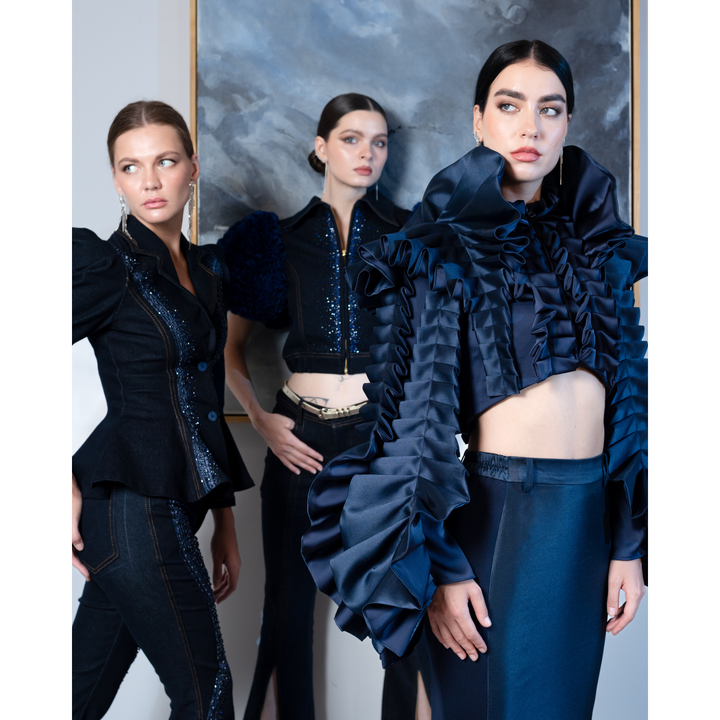 Timeless Pieces destiny ruffle navy jacket (7728429760535)