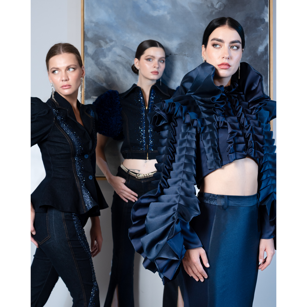 Timeless Pieces destiny ruffle navy jacket (7728429760535)