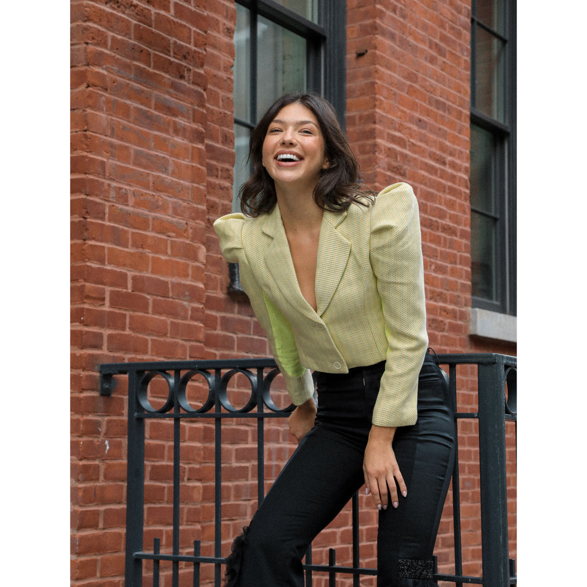 Agnez Wool Blazer in Yellow (6954252763159)