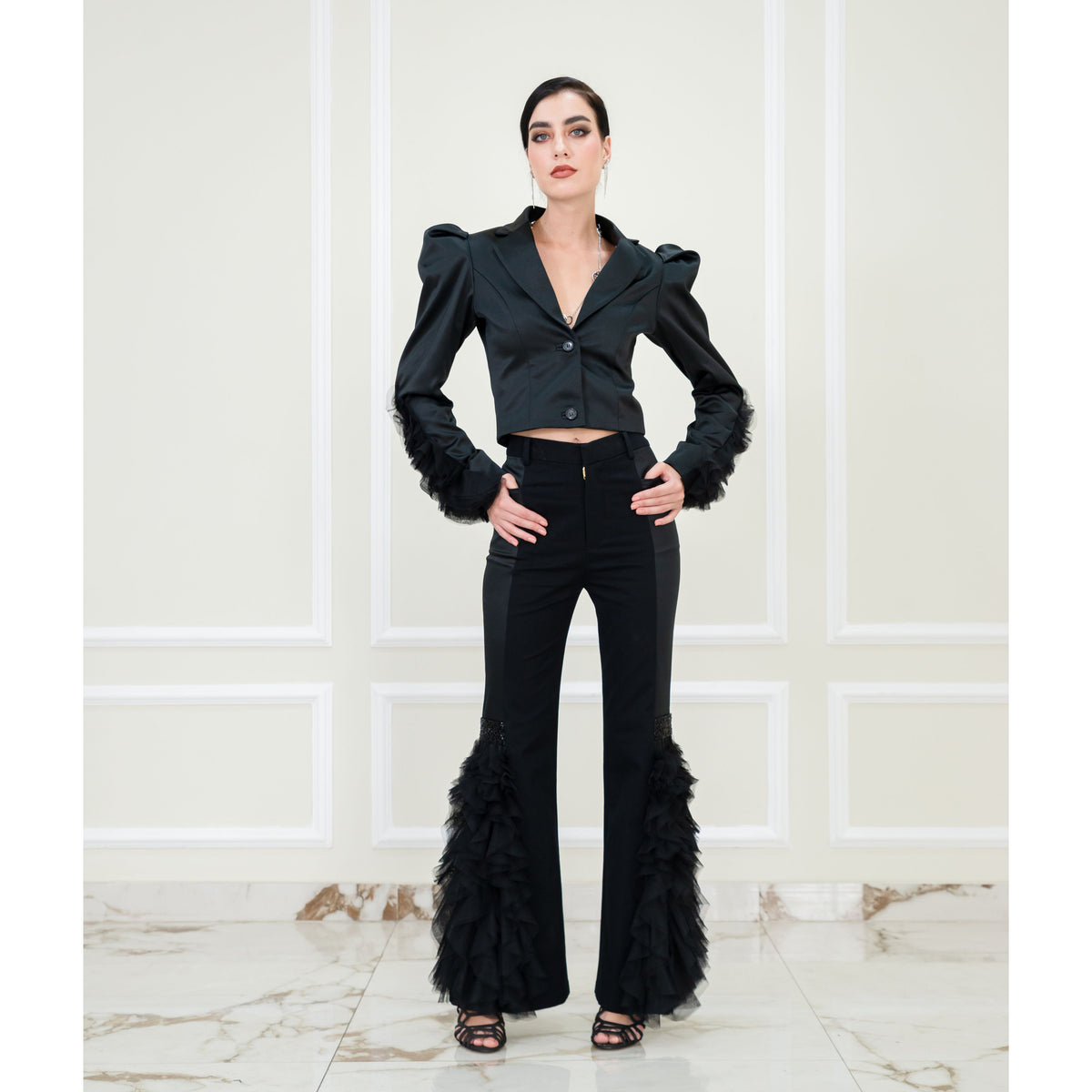 Lydia Pant Black with Tulle (6954195025943)