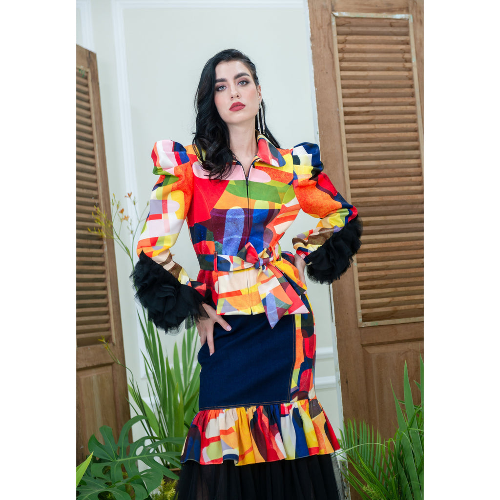 Becoming Abstract New Miranda Blazer With Tulle (6928158851095)
