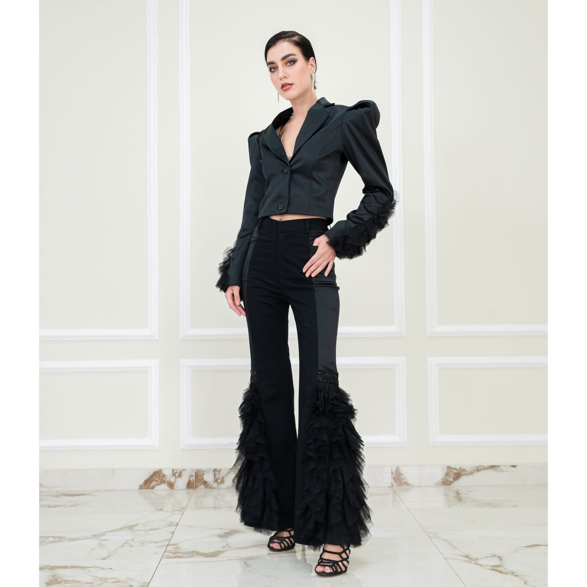 Lydia Pant Black with Tulle (6954195025943)
