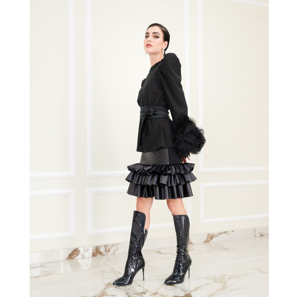 Carrie Skirt Mini Black Leather (6954047111191)