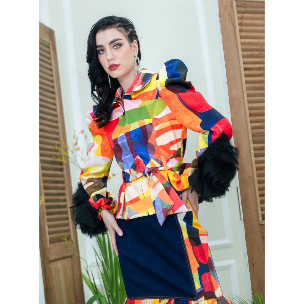 Becoming Abstract New Miranda Blazer With Tulle (6928158851095)