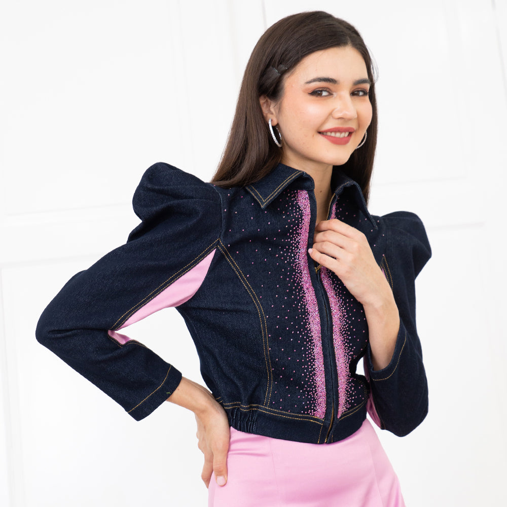 Agnez Cropped Blazer Denim Top (6903117709335)