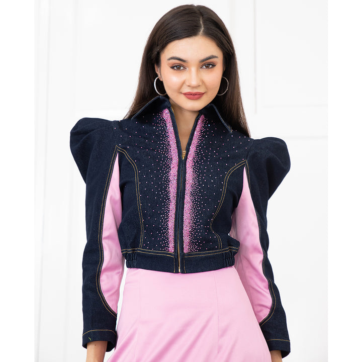Agnez Cropped Blazer Denim Top (6903117709335)